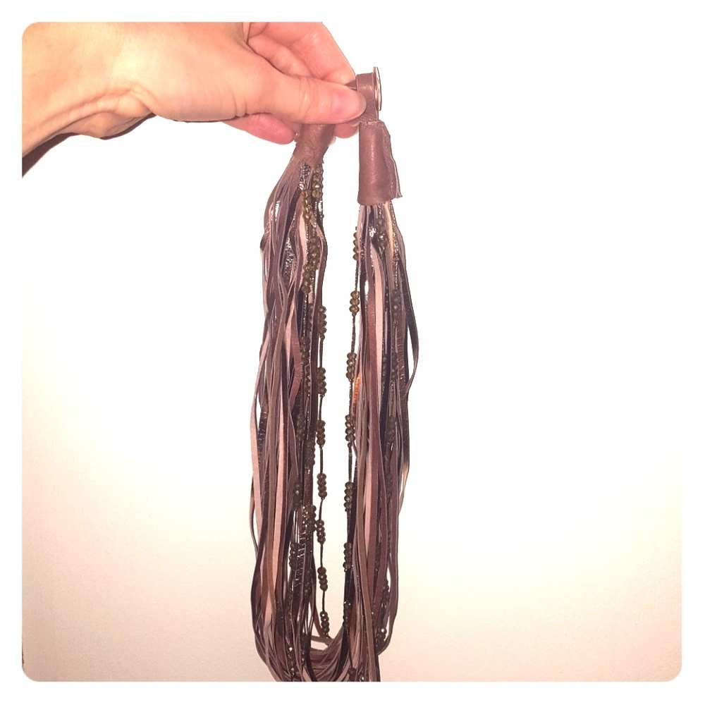 Erin McDermott Leather multi strand necklace